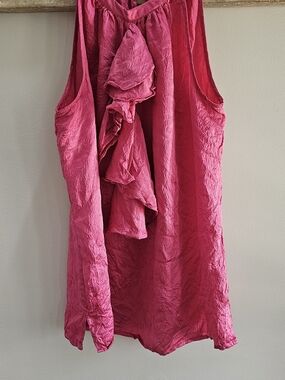 Lilly Pulitzer Hot Pink Sleeveless Blouse with Ruffle Detail